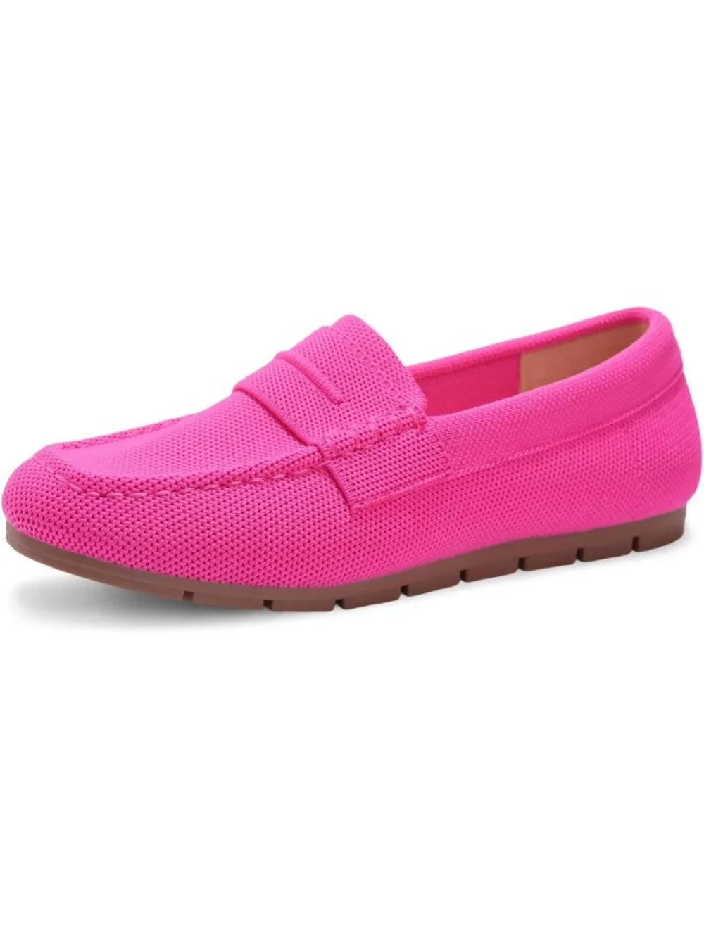 Womens Hot Pink Mesh Comfortable Slip on Dressy Casual Walking Loafer Flat Shoes
